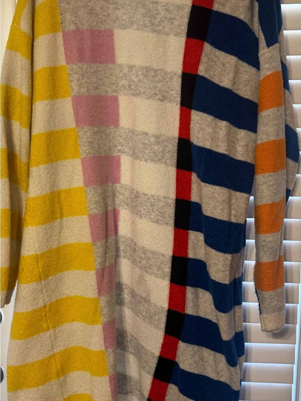 Striped Multicolor Open Cardigan Sweater - Blue, Red, Pink, Yellow - Picture 5 of 7